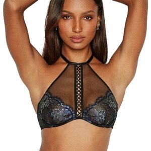 Victoria's Secret Very Sexy Bralette Small Halter Mesh Lace Up
